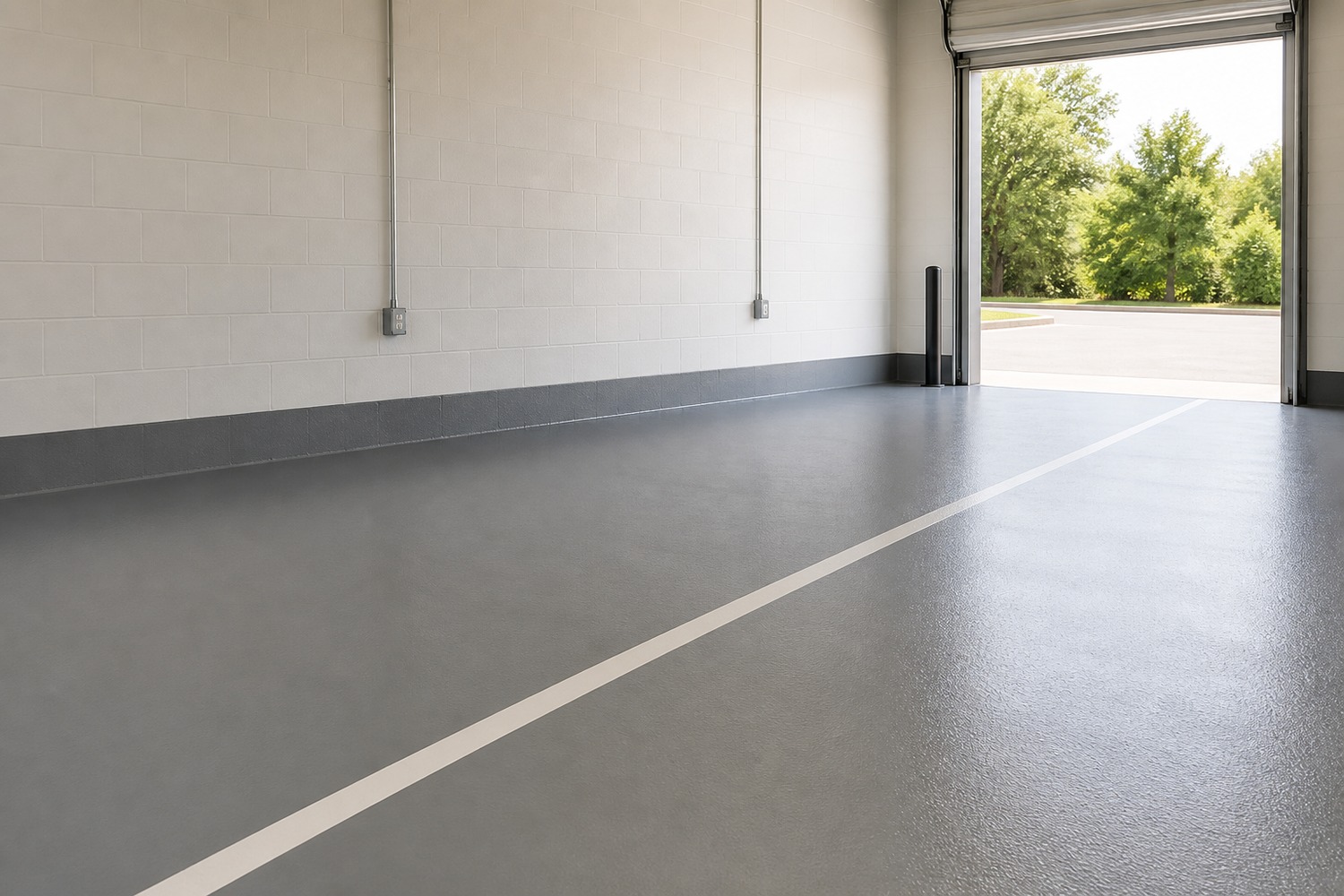 Small facility floor with a coated service bay