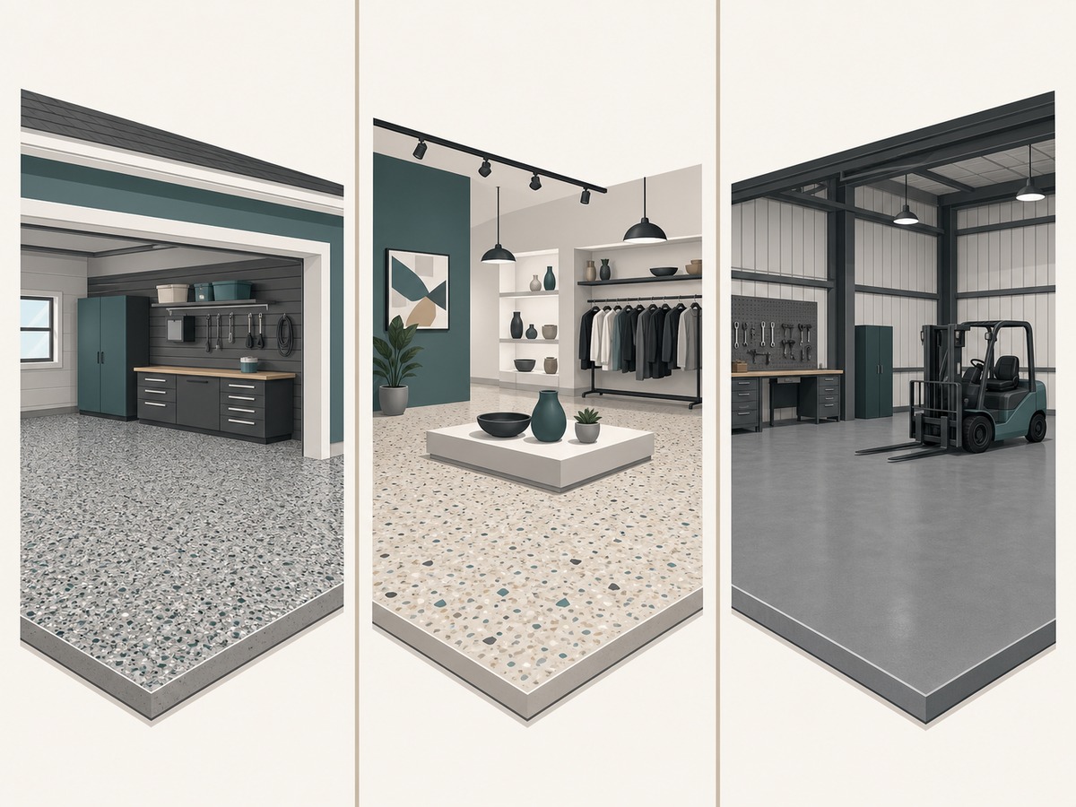 Illustrated floor systems matched to three space types